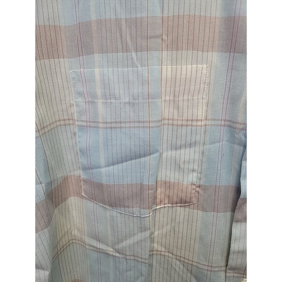 Retro‎ Vintage Towncraft JCPenney Blue Plaid Collared Buttonup Shirt L 70s - Picture 6 of 15